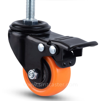 1.5-2.5 inch light 30-65kg orange pvc threaded-stem caster wheel for furniture and cabinets