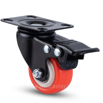 1.5-2.5 inch light 30-65kg red-orange pvc top-plate caster wheel for furniture and cabinets