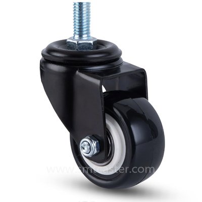 1.5-2.5 inch light 30-65kg black tpu threaded-stem caster wheel for furniture and cabinets