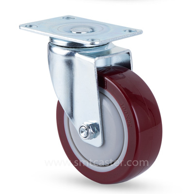 3.0-5.0 inch medium 90-130kg maroon tpu top-plate caster wheel for commercial equipment