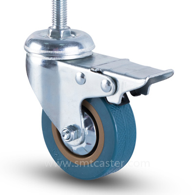 2.0-5.0 inch light 30-50kg blue-grey pvc threaded-stem caster wheel for furniture and cabinets