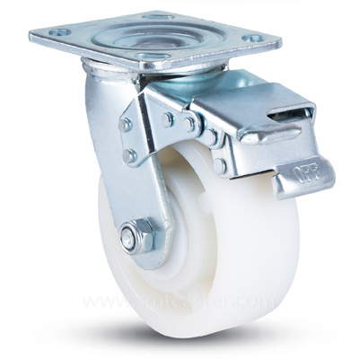 4.0-8.0 inch heavy 100-350kg white pa-nylon top-plate caster wheel for hospital carts