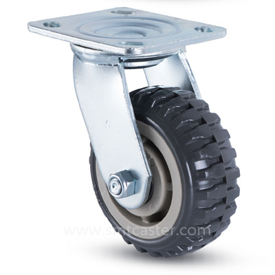 4.0-8.0 inch medium 100-350kg black rubber top-plate caster wheel for heavy machinery