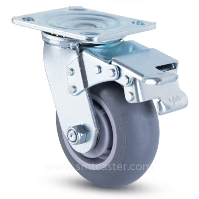 4.0-8.0 inch heavy 100-350kg grey tpr top-plate caster wheel for warehouse trolleys