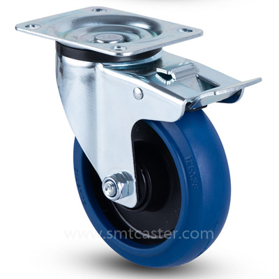 3.0-8.0 inch medium 80-300kg blue tpr threaded-stem caster wheel for warehouse trolleys