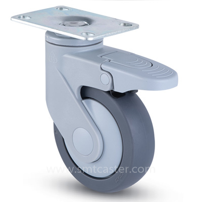 3.0-5.0 inch light 75-100kg grey tpr top-plate caster wheel for light warehouse trolleys