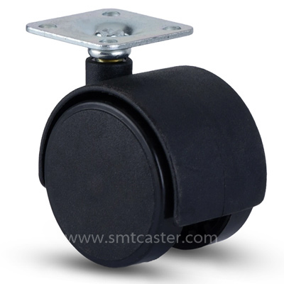 1.0-2.0 inch light 10-30kg black pa-nylon top-plate caster wheel for furniture and cabinets