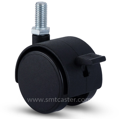 1.0-2.0 inch light 10-30kg black pa-nylon top-plate caster wheel for office equipment