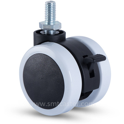 1.5-2.5 inch light 49-74kg black pvc threaded-stem caster wheel for furniture and cabinets