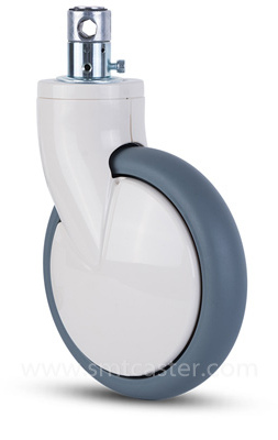 5.0-8.0 inch medium 160kg grey tpu plug-in-stem caster wheel for heavy duty warehouse trolleys