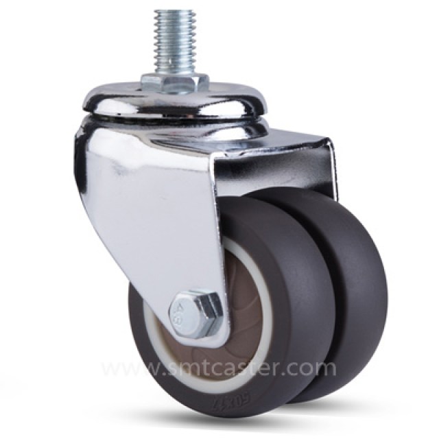 1.0-2.0 inch light 15-25kg grey tpr threaded-stem caster wheel for office equipment