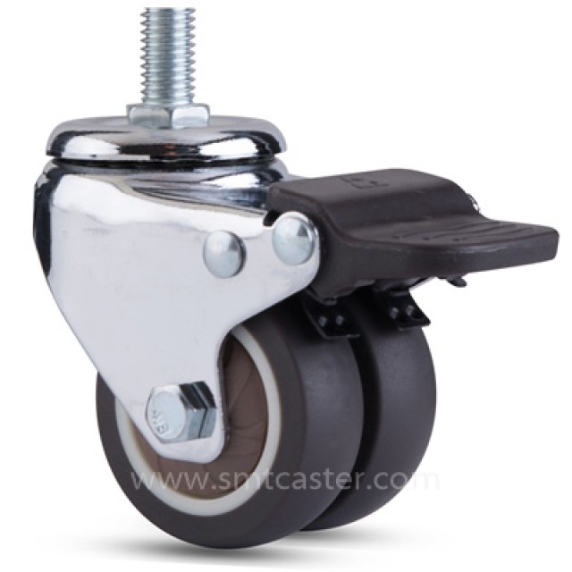 1.0-2.0 inch light 15-25kg grey tpr threaded-stem caster wheel for display stands