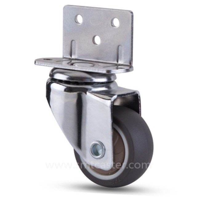 1.0-2.0 inch light 15-25kg grey tpr top-plate caster wheel for furniture and cabinets