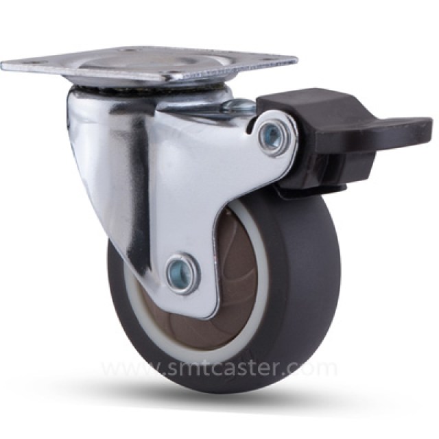 1.0-2.0 inch light 15-25kg grey tpr top-plate caster wheel for office equipment