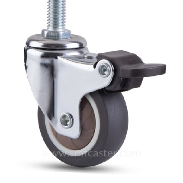 1.0-2.0 inch light 15-25kg grey tpr threaded-stem caster wheel for hospital carts
