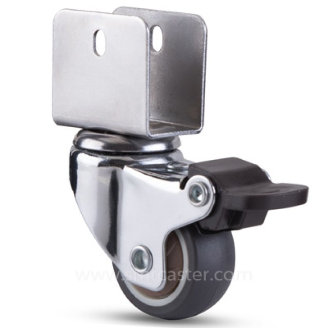 1.0-2.0 inch light 15-25kg grey tpr top-plate caster wheel for hospital carts